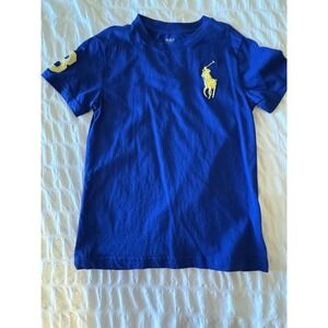 Ralph Lauren Boys Big Pony Jersey Crewneck T Shirt Sapphire Star Sz 7